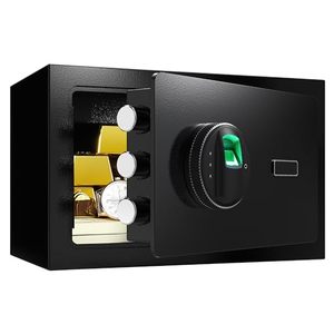 lot 60578 image: Marcree 0.5 Cub Safe, Small Money Safe with Fingerprint Lock, Biometric Safe Box with Spare Key, Security Safe for Money Home Firearm Money Valuables, Black