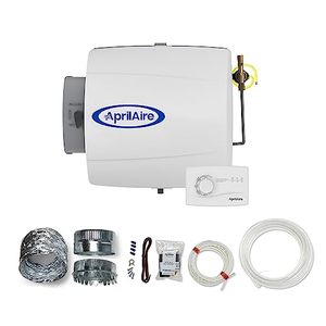 lot 60581 image: AprilAire 500M 12-gal. Whole-House Small Bypass Evaporative Humidifier with Manual Control for up to 3,600 sq. ft.  AprilAire Model 5843 Humidifier Installation Kit