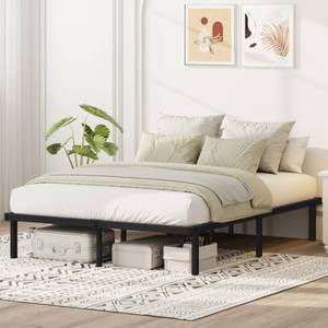 lot 60624 image: Flolinda Foldable Full Size Bed Frame Metal Platform Bed Sturdy Full Bed Frame 10 Minutes Quick Assembly Steel Slats 11 Legs Support No Box Spring Needed Noise-Free 14inch Black