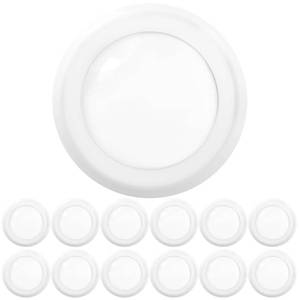 lot 60642 image: Sunco Lighting 12 Pack 56 LED Disk Lights Flush Mount Ceiling Light Fixture Recessed 5000K Daylight, 100W Equivalent 15W, 1050LM, Dimmable Low Profile Surface Mount ETL & Energy Star Listed