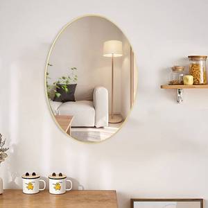 lot 60654 image: NUTTUTO Oval Mirror, 20x28 Oval Mirror for Wall Decor, Gold Frame Oval Mirror for Bathroom Vanity Living Room Entryway, Horizontally or Vertically Wall-Mounted Hanging Mirror