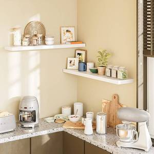 lot 60656 image: BAMEOS Floating Shelves,40 in W x 8in D Wall Mounted Wooden Shelves with Invisible Brackets Set of 2, Hanging Wall Shelves Decoration for Bedroom, Bathroom, Living Room and Kitchen