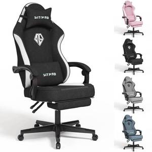 lot 60678 image: SITMOD Gaming Chairs for Adults with Footrest-PC Computer Ergonomic Video Game Chair-Backrest and Seat Height Adjustable Swivel Task Chair with Headrest and Lumbar Support(Blackwhite)-Fabric