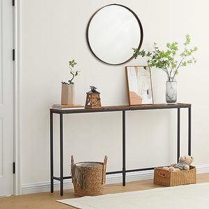 lot 60679 image: MAHANCRIS 63 Console Table, Narrow Sofa Table for Entryway, Industrial Side Table for Hallway, Living Room, Bedroom, Sturdy and Stable, Easy to Assemble, Rustic Brown CTHR16001Z