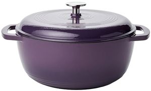 lot 60685 image: Amazon Basics Enameled Cast Iron Covered Round Dutch Oven, 6-Quart, Purple