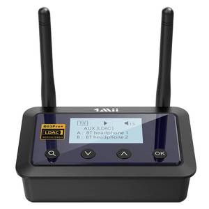 lot 60008 image: 1Mii B03Pro Bluetooth 5.0 Transmitter Receiver Certified LDAC for TV Home Stereo, Long Range Bluetooth Extender Wireless Audio Adapter with Screen, Optical RCA AUX 3.5mm OutputsInputs