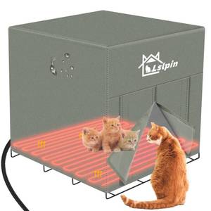 lot 60585 image: Large Heated Cat House for Outdoor Cats in Winter, Lslpin Weatherproof & Elevated Outdoor Feral Cat House with Pet Heating Pad Bed, Outside Cat House for Stray Barn Cat 201618
