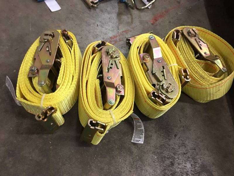 lot 93 image: LOT OF 4 E-TRACK RATCHET STRAPS