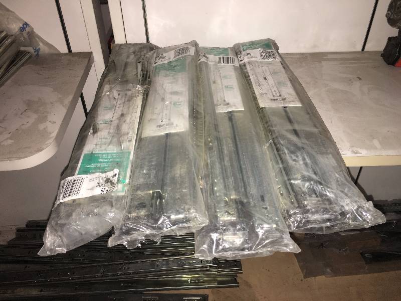 lot 129 image: HUGE LOT OF HEAVY DUTY DRAWER SLIDES