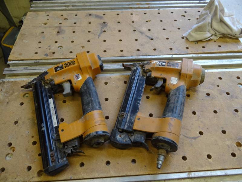 lot 5298 image: Pair Of Stanley Bostich Pneumatic Brad Nailers