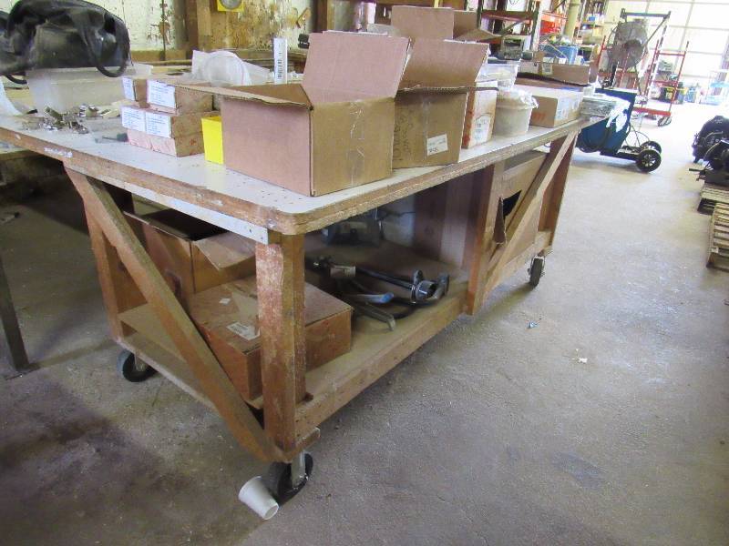 lot 5344 image: 97 X 49 Rolling Work Top Table