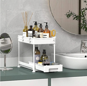 lot 394 image: 2 Tier Sliding Organizers and Storage- 2 sets Retail $28.98 RCY-1