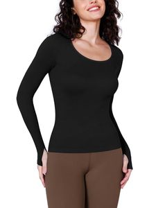  ODODOS 2-Pack Seamless Long Sleeve Tops with Thumb