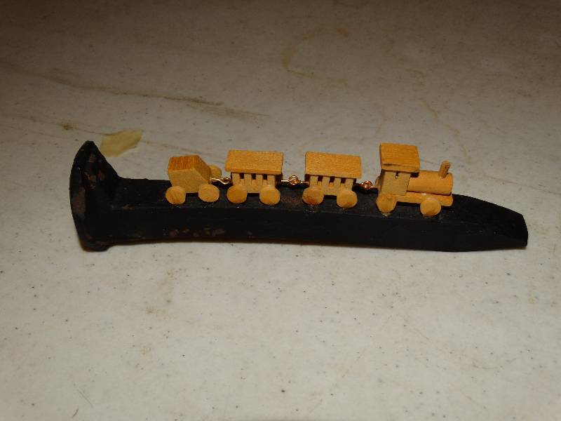 lot 227 image: Unique Railroad Tie With wooden train.