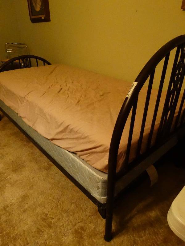 lot 283 image: Antique metal twin bed.