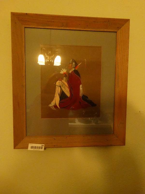 lot 284 image: Black bear bosin framed art.