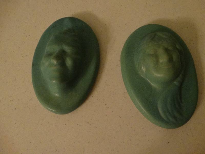 lot 301 image: Van Briggle Pottery pair of Indian plaque.