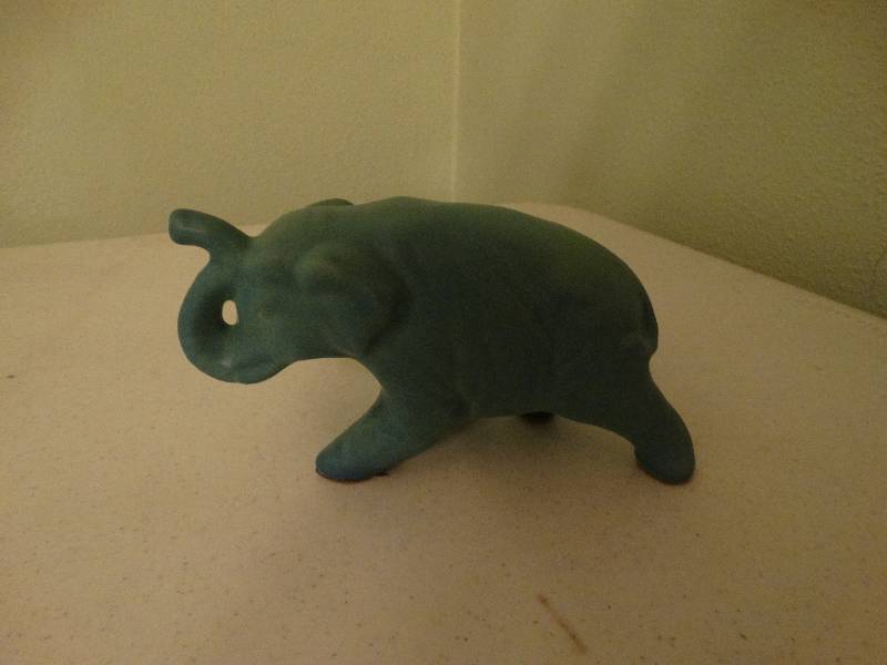lot 302 image: Van Briggle Pottery elephant.