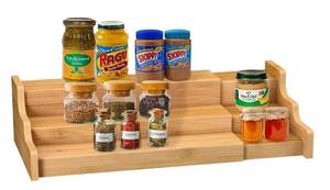 lot 584 image: 3 Tier Bamboo Expandable Display Shelf Retail $21.99