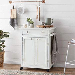 lot 685 image: Rolling Kitchen Cart With Cabinet Retail $99.99 MIX8423