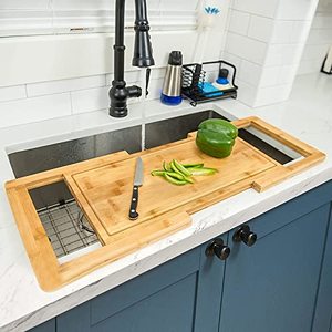 lot 40024 image: 2024 UPGRADE Hifybaty Over The Sink Cutting Board - Expandable Cutting Board Over Sink, Bamboo Cutting Boards with Juice Groove, Kitchen Sink Cutting Board