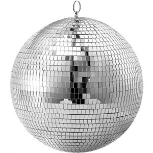 lot 40119 image: Suwimut 12 Inch Mirror Disco Ball Hanging Disco Lighting Ball with Hanging Ring for Party or DJ Club Stage, Bar, Wedding, Holiday Decoration (Silver)
