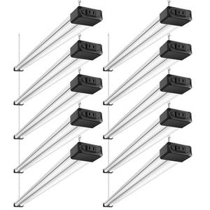 lot 40199 image: BBOUNDER 10 Pack Linkable LED Shop Light with Reflector, Super Bright 6500K Cool Daylight, 4400 LM, 4 FT, 48 Inch Integrated Fixture for Garage, 40W Equivalent 250W, Surface & Suspension Mount, Black