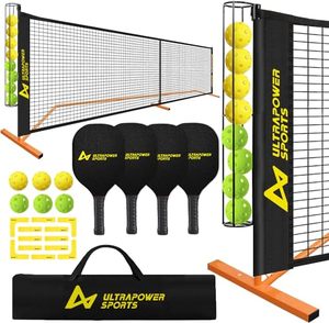 lot 40204 image: ULTRAPOWER SPORTS Pickleball Net for Driveway 22Ft Portable Pickleball Net Set Outdoor Regulation Size Pickleball Net and Paddles Set of 4 Pickleball Set with Net and Paddles with Lines Court Markers