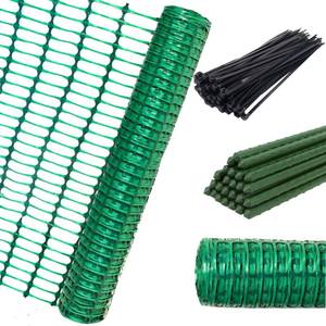 lot 40208 image: Garden Fence, Snow Fence, Plastic Safety Fence25 Steel Stakes, Temporary Fence 40 InX 100 Ft Green Plastic Netting,Plastic Garden Fence with Stakes,Reusable Garden Fence for Pool, Lawn, Deer, Dogs