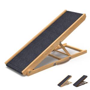 lot 40209 image: PATHOSIO PETS Dog Ramp for Bed Small Dog to Large Dog - Portable Ramp for Dogs, Folding Dog Ramp for All Breeds - Adjustable Dog Ramp for Couch or Car, Wooden Dog Ramps for Sofa (Natural Wood-Flat)