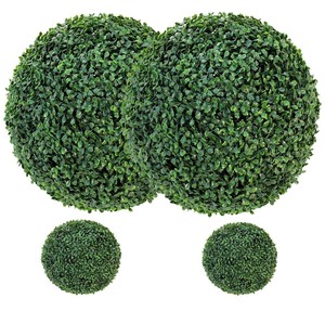lot 40053 image: tonchean Artificial Boxwood Balls Topiary 4 Pcs with Two 19in Ball and Two 9in Ball Realistic Round Artificial Plant Topiary Ball Decorative Balls Spring Greenery for Home Wedding Garden Decor