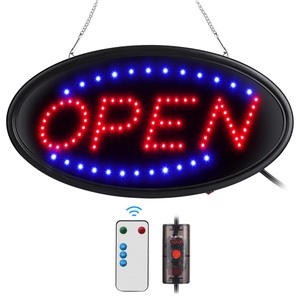 lot 40055 image: LED Open Sign with Remote, FITNATE Ultra Bright Electric Light Up Signs for Business, Timing Function, 2 Lighting Modes Flashing & Steady Advertisement Board for Store, Bar, Hotel, Cafe (19x10 inch)