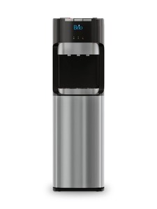 lot 40061 image: Brio Bottom Loading Water Cooler Dispenser for 5 Gallon Bottles - 3 Temperatures with Hot, Room & Cold Spouts, Child Safety Lock, LED Display with Empty Bottle Alert, Stainless Steel