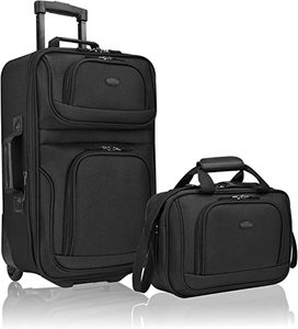 lot 40063 image: U.S. Traveler Rio Rugged Fabric Expandable Carry-on Luggage Set, Black, 2 Wheel, Set of 2