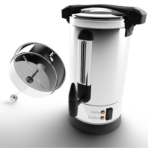 lot 40089 image: The Dreidel Company Commercial Coffee Maker Percolator Double Wall Stainless Steel Large Coffee Maker 50 Cup Coffee Urn Hot Water Urn