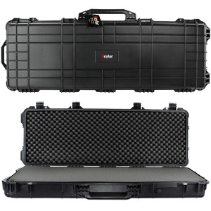 lot 40123 image: Eylar 44 Inch Protective Roller Rifle Hard Case with Foam, Waterproof & Crushproof, Two Rifles Or Multiple Guns, Pressure Valve with Lockable Fittings Black