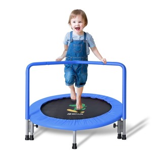 lot 40125 image: BCAN 36ftft Mini Folding Ages 2 to 5 Toddler Trampoline with Handle for Kids, Two Ways to Assemble The Handle, IndoorGarden Toddlers Trampoline with Super Safe Padded Cover for Toddlers