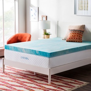 lot 40143 image: LINENSPA 4 Inch Gel Swirl Memory Foam Mattress Topper � Cooling Gel Infused � Pressure Relieving � CertiPUR Certified - King