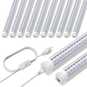 lot 40147 image: (Pack of 12) Linkable LED Utility Shop Lights for Garage, 4FT, 40W, 4000lm, 6000K, T8 Light Tube, Integrated Single Fixture, Cool White, V Shape, Garage, Basement, Plug and Play