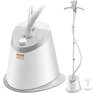 lot 40004 image: VEVOR Standing Steamer with Foldable Garment Hanger, 1.7L Water Tank for 90 Minutes Continuous Steaming, Heats in 45 Seconds & Auto-Stop with Fabric Brush Aluminum Rod and Easy-roll Wheels