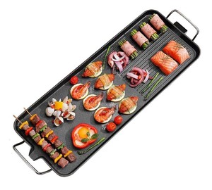 lot 40008 image: Electric Table Top Griddle. Korean Style Nonstick Grill. Indoor Raclette Yakiniku Grill Pan. Extra Large Portable. Adjustable Temperature. Campaing Indoor Outdoor (26.8 Inch)