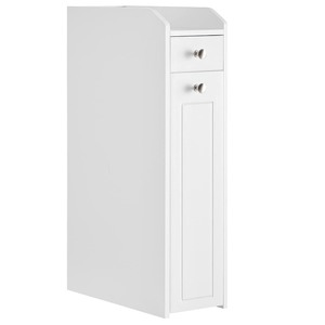 lot 40016 image: VASAGLE Small Bathroom Storage Cabinet, Slim Bathroom Storage Organizer, Toilet Paper Holder with Storage, Toilet Paper Storage Cabinet with Slide Out Drawers, for Small Spaces, White UBBC847P31