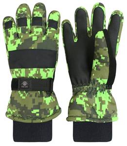 lot 5663 image: NIce Caps Boys Cold Weather Waterproof Camo Print Gloves (7-8 Years, Neon Green Digital Camo)