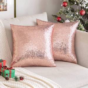 lot 5664 image: MIULEE Pack of 2 Christmas Decorative Throw Pillow Covers Solid Square Glitter Sequin Cushion Case for Couch Bedroom Sofa Living Room 18x18 Inch Red