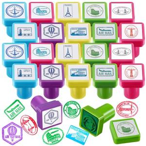 lot 5676 image: Ctosree 30 Pcs Passport Stampers Travel City and Country Stampers for Kids Educational and Learning Activities for Rewards Party Fillers
