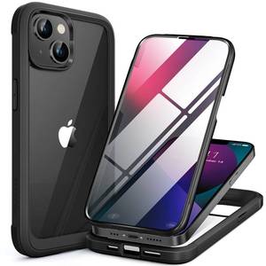 lot 5678 image: Miracase Compatible with iPhone 13 Mini case 5.4 inch, 2023 Upgrade Full-Body Glass Clear Case Bumper Case with Built-in 9H Tempered Glass Screen Protector for iPhone 13 Mini, Black