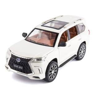 lot 5685 image: BDTCTK 124 Lexus 570 Off-Road in Luxury SUV Model Car, Zinc Alloy Pull Back Big Toy car with Sound and Light for Kids Boy Girl Gift(White)