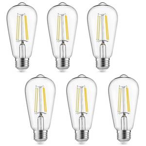 lot 5686 image: Gozelux Vintage LED Edison Bulbs, 6W, Equivalent 60W, High Brightness Cool White 4000K, ST58 Antique LED Filament Bulbs with 90 CRI, E26 Medium Base, Dimmable, Clear Glass, Pack of 6