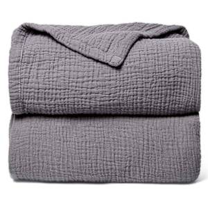 lot 5687 image: Lulu moon Muslin Quilt Blanket, Crib Blanket for Baby and Toddler,47x47 Inches(Gray)