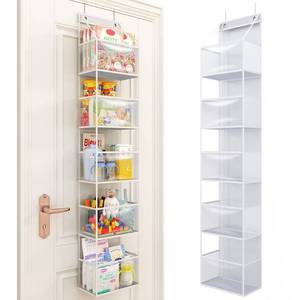 lot 5714 image: Fixwal 5-Shelf Over The Door Hanging Pantry Organizer, Room Organizer with Clear Plastic Pockets, 25lb Ultra Sturdy & Large Capacity for Closet, Bedroom, Nursery, Bathroom and Sundries